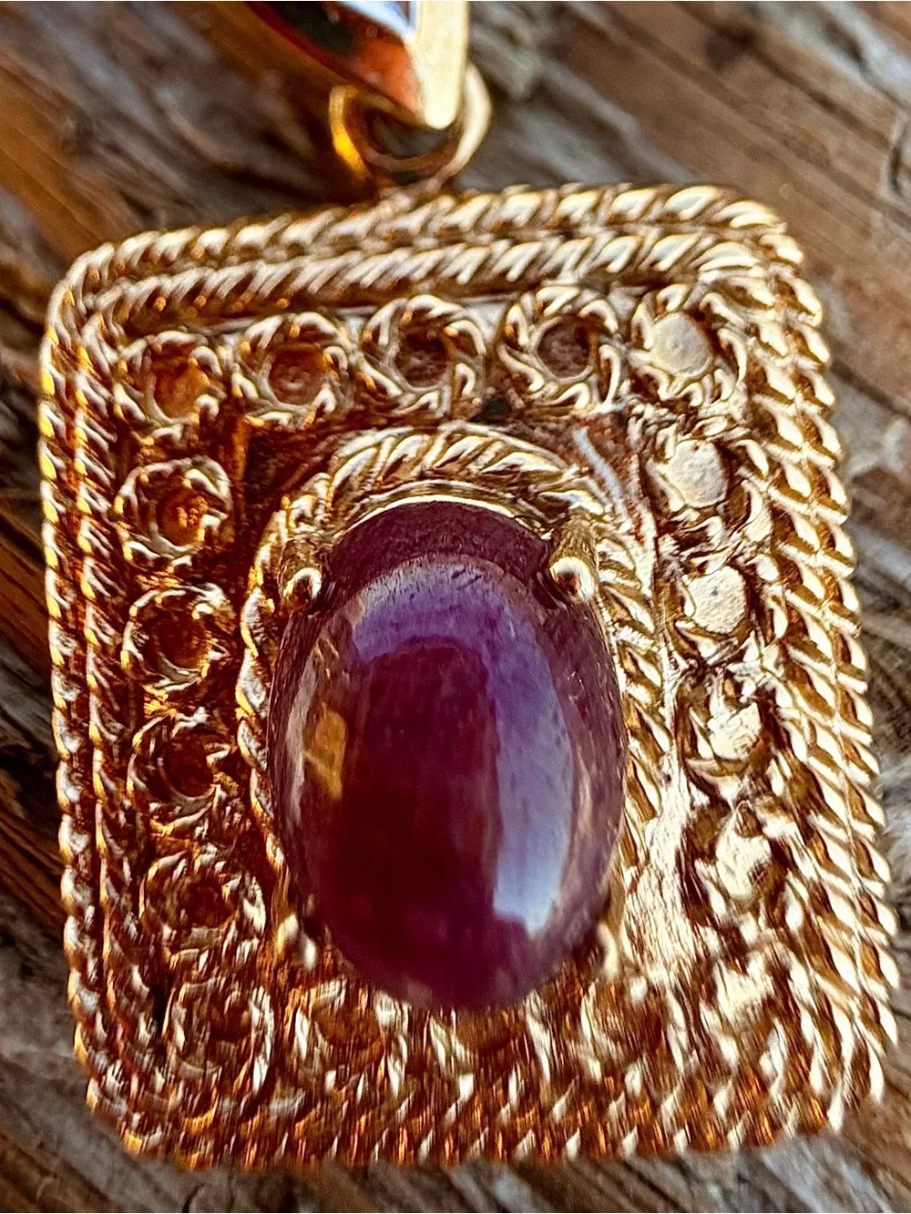 Ruby & Diamond Necklace 18K Gold Plated 1.00 CTW Ruby 17”